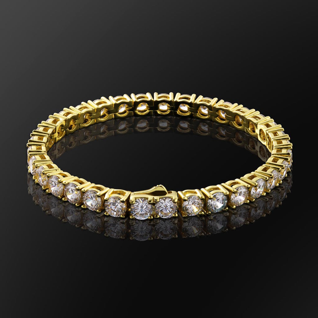 5mm Gold  Moissanite Mens Tennis Bracelet