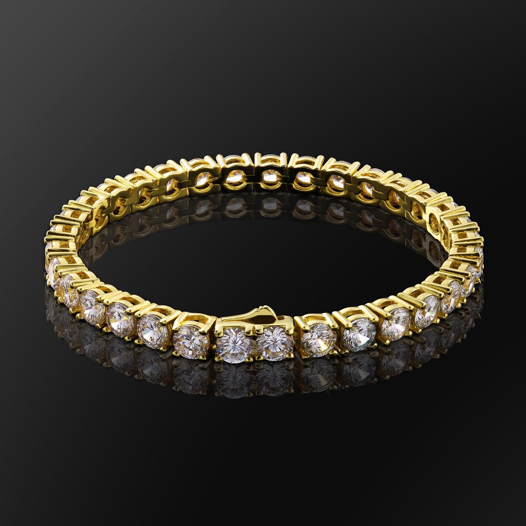 5mm Gold  Moissanite Mens Tennis Bracelet