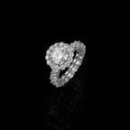 Solitaire Halo Ring with Side Diamonds