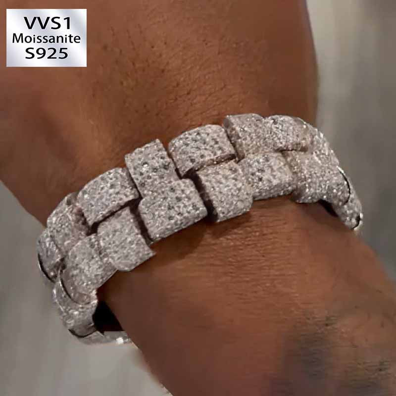 Moissanite Block Double Row Baguette Bracelet