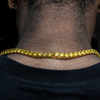 4mm Fancy Yellow/Pink/Purple Moissanite Tennis Chain in Gold